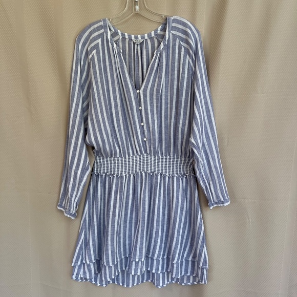 Rails Jasmine Dress Linen/Rayon Blue White Stripe Size XL - Picture 2 of 12